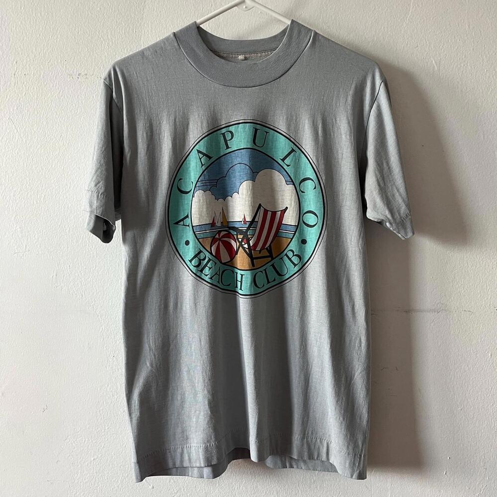 Vintage Acapulco Beach Club T-Shirt, Retro Coastal Vacation Graphic Tee, 1980s